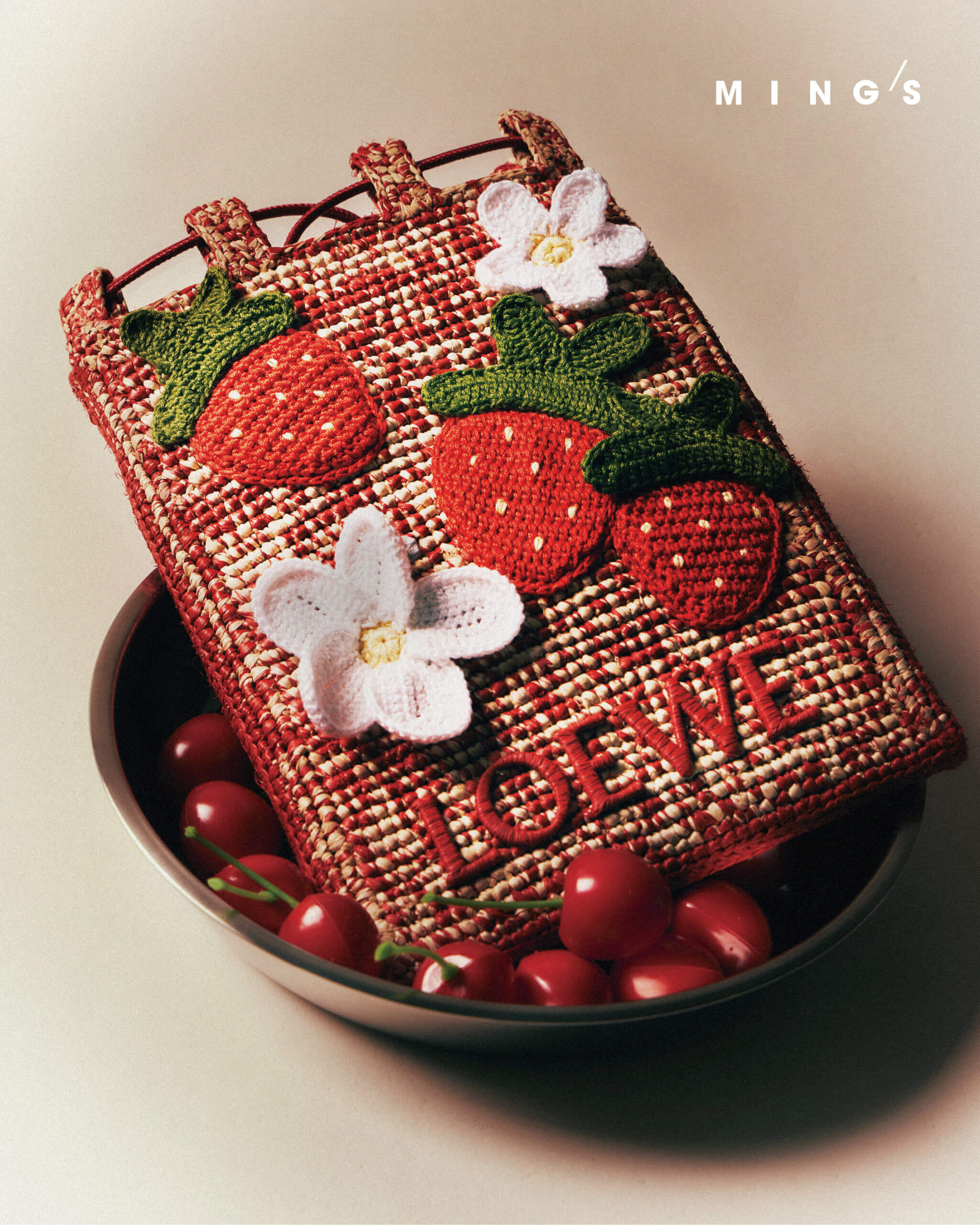 LOEWE DRAWSTRING POCKET STRAWBERRIES